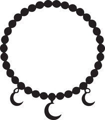 Naklejka premium Islamic tasbih prayer beads with crescent moon charms for spiritual meditation and dhikr rituals