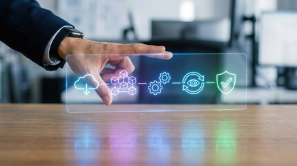 Technology Digital Transformation Cybersecurity Cloud Computing Blockchain Automation integrated business solutions for data security, AI, and corporate network management.