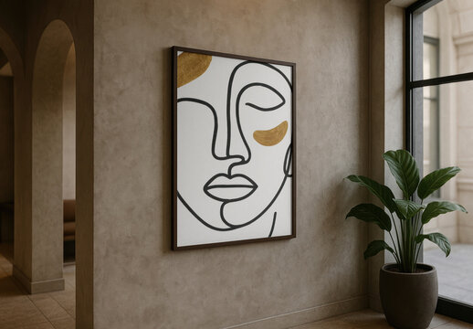 Abstract Face Art Decor Elegance Frame Mockup PSD