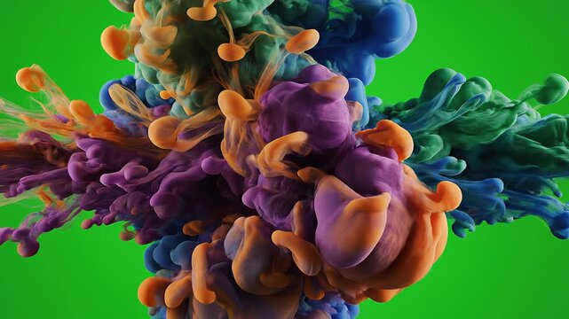 4K video of colorful ink clouds dispersing in water