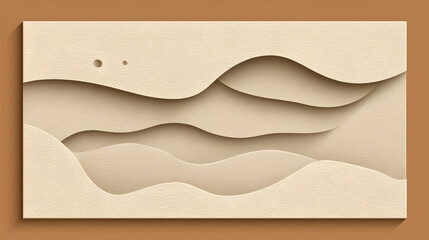 Obraz premium Abstract layered paper cut design with soft pastel tones and smooth curves creating a serene landscape