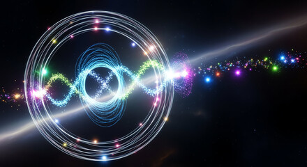 Vibrant Abstract Light Waves and Circular Energy Patterns in Dynamic Digital Art.