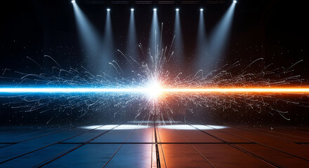 Dynamic Light Explosion with Bright Flare and Spark Effects in a Dark Environment.