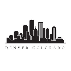 Fototapeta premium Denver Colorado Skyline Silhouette Black and White Vector