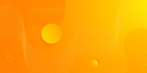 Abstract colorful orange background with wave line and circle shapes pattern element concept banner design.