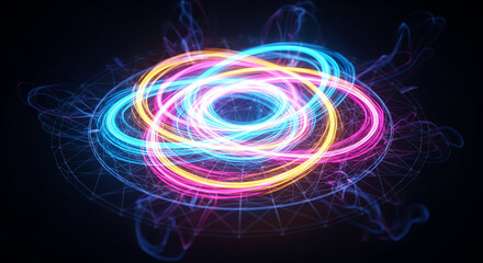 Colorful Neon Light Swirls Creating a Dynamic Visual Effect.