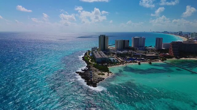 Luxury Caribbean Resort Surrounded by Turquoise Ocean &ndash; Aerial Coastal Paradise