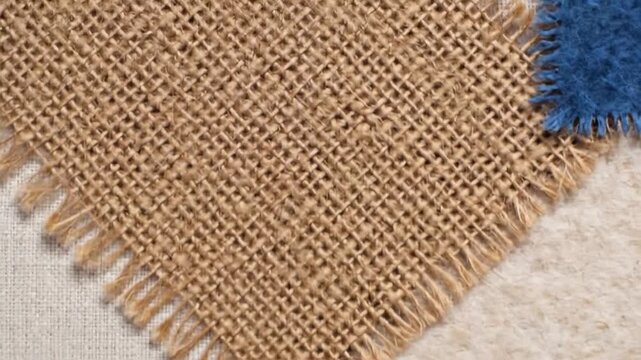 Rustic burlap fabric corner on soft wool textile, natural tan and cream textures for background design, cozy farmhouse mood for autumn harvest and Thanksgiving decor