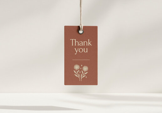 Elegant Thank You Tag Mockup PSD