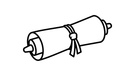 A simple line drawing of a scroll tied with a ribbon and featuring two small protrusions.