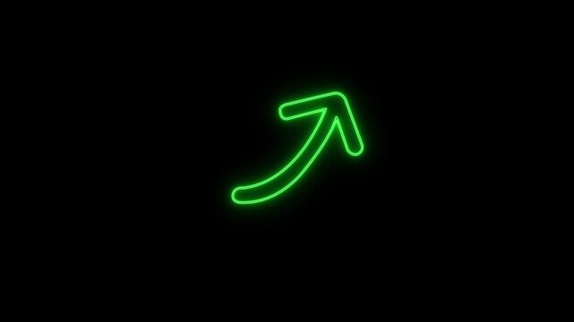 Neon Hand Drawn Animated Arrow Pointing Up and Down on Black Background.