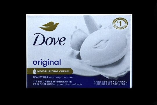 Bar soap product. Dove brand body washing soap.