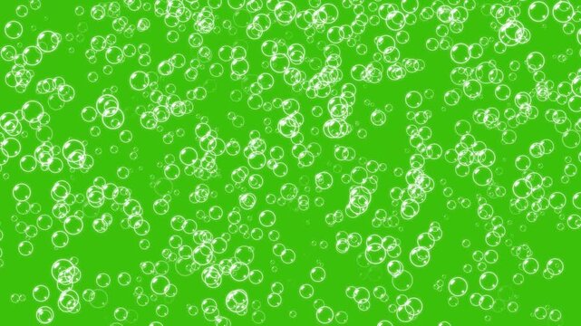 White water bubbles going up on green screen background. Champagne bubbles- Rising white foam bubbles. Slow motion rising air bubbles. Looping animation. Anime liquid- Air bubbles floating in the sky.