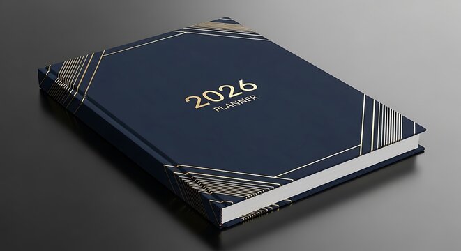 2026 Diary or Planner on a Grey Background