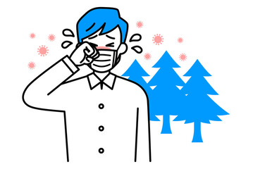 花粉症がつらい若い男性