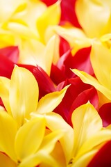 Obraz premium Close up of bright yellow and red tulip petals flower