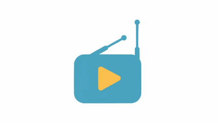 Obraz premium Simple Blue Radio Icon with Antenna.