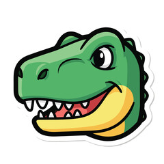 A cartoon crocodile with sharp teeth and a wide open mouth is depicted in a humorous illustration style.
