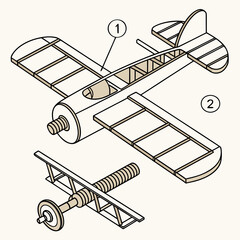 Wooden model airplane parts diagram hyper-realistic biplane © MST SAHIDA  BEGUM 