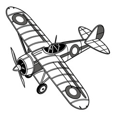 Black and white vintage airplane with propeller and roundel markings © MST SAHIDA  BEGUM 