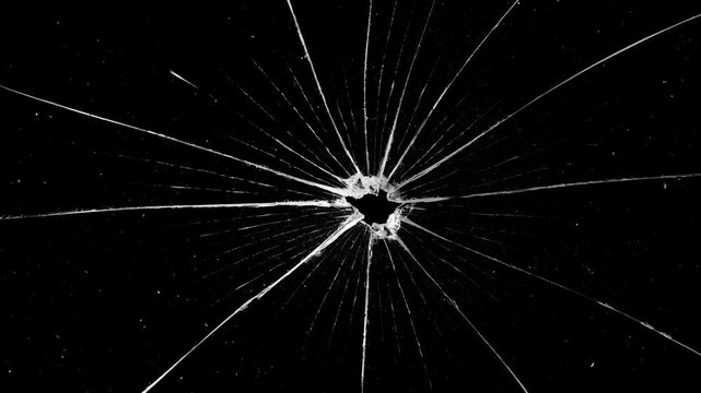 Pack of Cracked and Shattered black glass realistic footage. Realistic Glass impact crack with detailed fractures on a black background. 
Cracked glass animation, transparent 4K video,