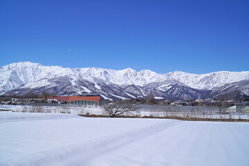 雪景色の白馬村と北アルプス © sunftaka77