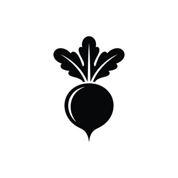 Black silhouette of a beetroot with leaves vegetable 2