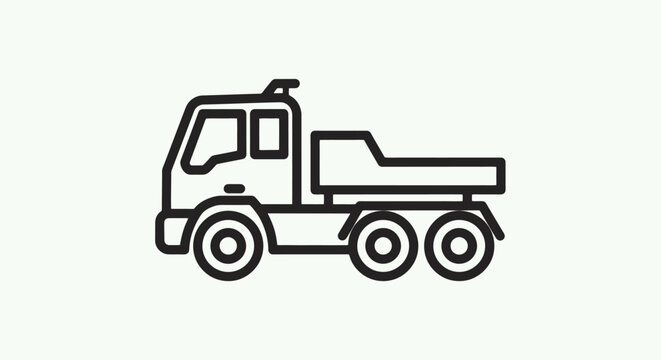 Outline illustration of a dump truck vehicle.