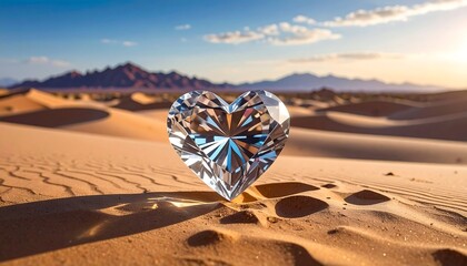 A large heart-shaped diamond in the desert sand