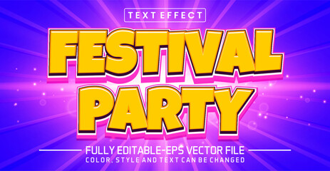 Festival Party Editable Text Effect, 3D Yellow and Pink Glowing Typography