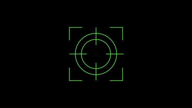 Target icon animation with black background.Target and arrow icon. Military training , Military target icon animation.
