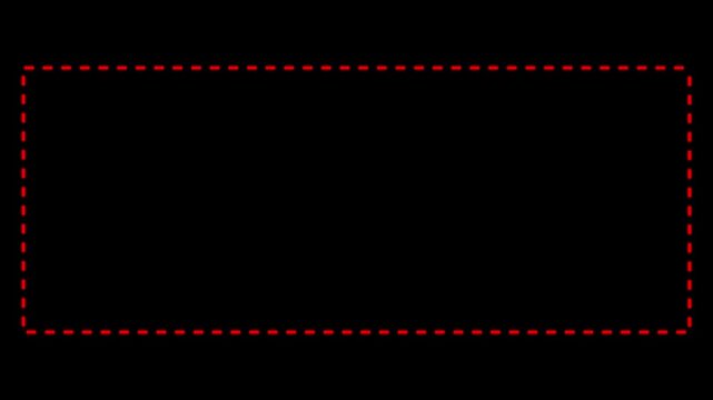Dashed rectangular outline on black background, Abstract boundary or selection area icon animation.