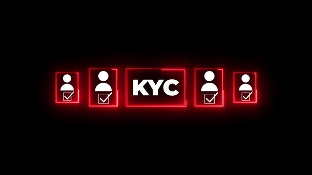 KYC, know your customer with business verifying the identity. Increase financial security and access personal financial data verify animation.