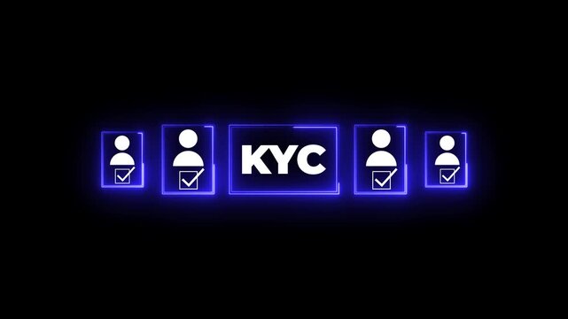 KYC, know your customer with business verifying the identity. Increase financial security and access personal financial data verify animation.