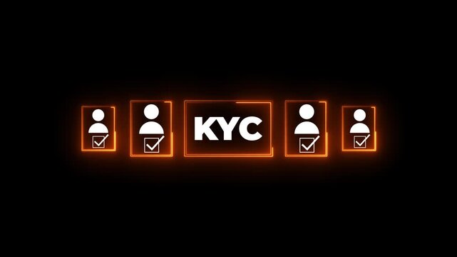 KYC, know your customer with business verifying the identity. Increase financial security and access personal financial data verify animation.