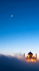 Obraz premium Traditional Islamic Lantern Glowing In Dark Night