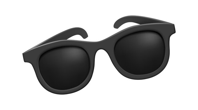 Black sunglasses 3D render icon for summer vacation, cool and trendy eyewear accessory illustration isolated on transparent background, png
