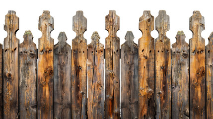 Weathered Wooden Fence Posts with Carvings.