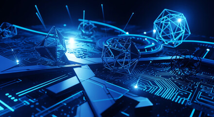 Futuristic Digital Technology and Cyber Network Visualization.