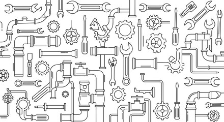 Fototapeta premium Industrial Tools and Machinery Parts Illustration 1.