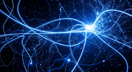 Dynamic Digital Network with Bright Light Connections and Data Streams.