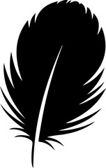 Obraz premium Detailed illustration of a single black feather, viewed from the side, with intricate details and shading, set against a clean background, in a vector format.
