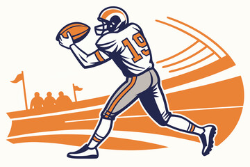 Football player action dynamic sports movement illustration.