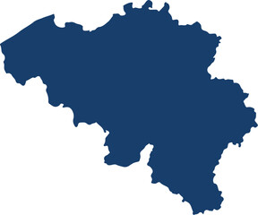Obraz premium Detailed vector map silhouette of Belgium, rendered in a solid dark blue color and isolated on a transparent background.