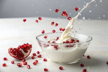 Pomegranate Seeds Yogurt Splash Crystal Bowl
