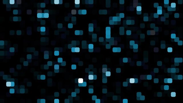 Abstract blue digital grid particles loop animation, futuristic tech background with glowing squares and smooth motion, perfect for visuals, VJ, screens, and creative edits.