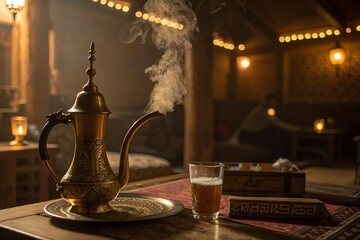 Traditional Middle Eastern Hospitality  Dallah and Gahwa Still Life