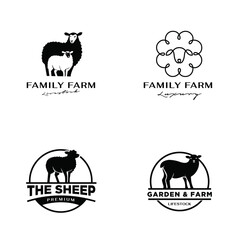 Sheep Farm Livestock Logo Collection: Black and White Silhouette and Line Art Designs © Alpha Factory Std