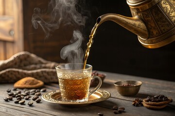 Authentic Arabic Coffee Pouring  Cinematic Gahwa Photography