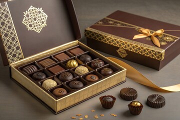 Chocolate Gift Box Gold Foil Premium Confectionery